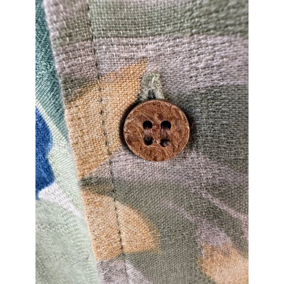 Cherokee XL Mens Green Floral Short Sleeve Button-Up Shirt - Picture 5 of 16